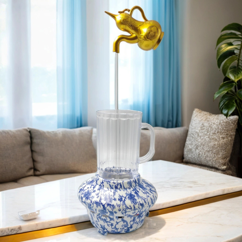 Kineskog stila plavo-bijela porcelinska plutajuća vodna dekoracija s cirkulacijom vode, ukras za dnevni boravak i ured, magijski rekvizit
