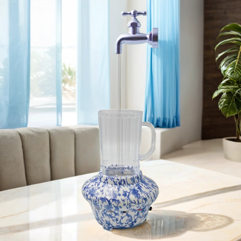 Kineskog stila plavo-bijela porcelinska plutajuća vodna dekoracija s cirkulacijom vode, ukras za dnevni boravak i ured, magijski rekvizit