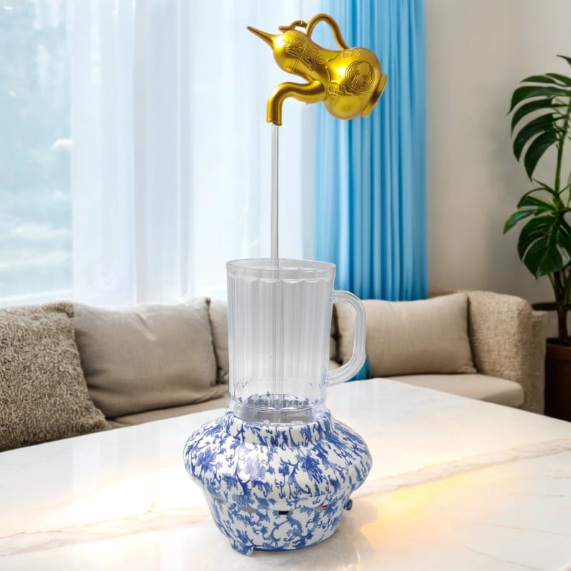 Kineskog stila plavo-bijela porcelinska plutajuća vodna dekoracija s cirkulacijom vode, ukras za dnevni boravak i ured, magijski rekvizit