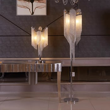 Stojeća lampa inspirirana talijanskim dizajnom, luksuzan detalj s resama, za dnevni boravak i spavaću sobu.