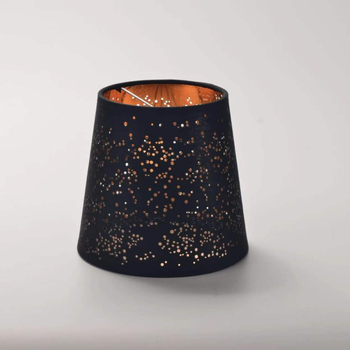 Tekstilni abažur s klipom, kupolastog oblika, crno izvana, zlat iznutra, za lustere i stolne lampe