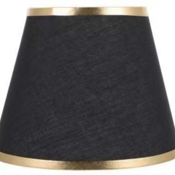 Tekstilni abažur s klipom, kupolastog oblika, crno izvana, zlat iznutra, za lustere i stolne lampe