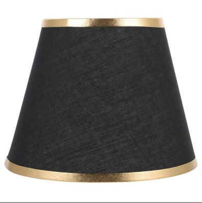 Tekstilni abažur s klipom, kupolastog oblika, crno izvana, zlat iznutra, za lustere i stolne lampe