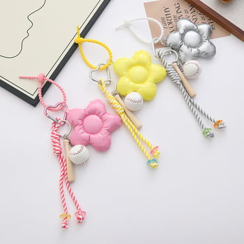 Pandantiv nou creativ din sfoară împletită, piele Dopamine, pandantiv cu floare de cinci petale și pandantiv baseball – accesorii la modă pentru genți