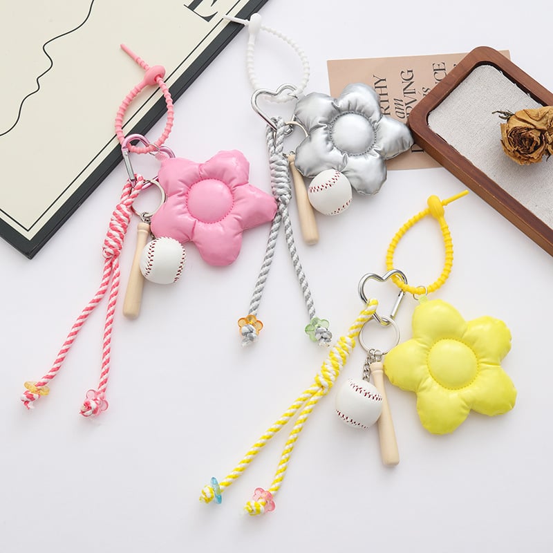 Pandantiv nou creativ din sfoară împletită, piele Dopamine, pandantiv cu floare de cinci petale și pandantiv baseball – accesorii la modă pentru genți