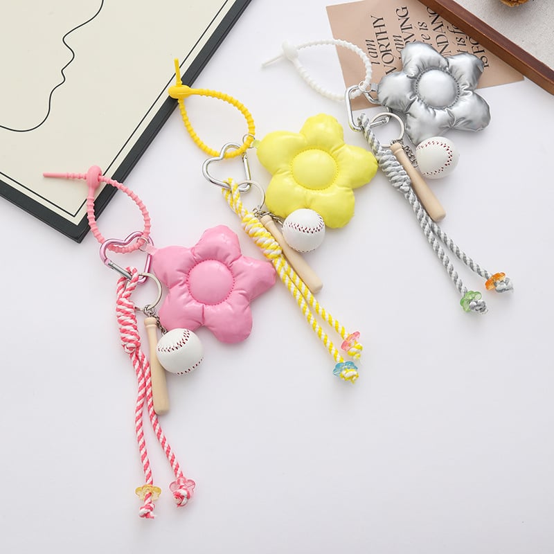 Pandantiv nou creativ din sfoară împletită, piele Dopamine, pandantiv cu floare de cinci petale și pandantiv baseball – accesorii la modă pentru genți