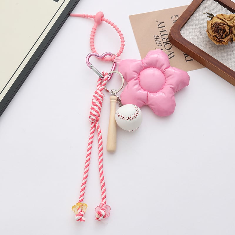Pandantiv nou creativ din sfoară împletită, piele Dopamine, pandantiv cu floare de cinci petale și pandantiv baseball – accesorii la modă pentru genți