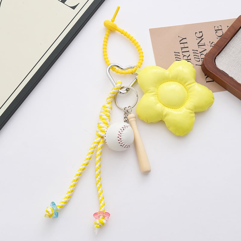 Pandantiv nou creativ din sfoară împletită, piele Dopamine, pandantiv cu floare de cinci petale și pandantiv baseball – accesorii la modă pentru genți