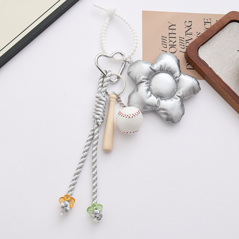 Pandantiv nou creativ din sfoară împletită, piele Dopamine, pandantiv cu floare de cinci petale și pandantiv baseball – accesorii la modă pentru genți