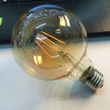 G95 LED filamentna Edison žarulja, staklena siva kugla, topla žuta svjetlost, 220V, E27 baza