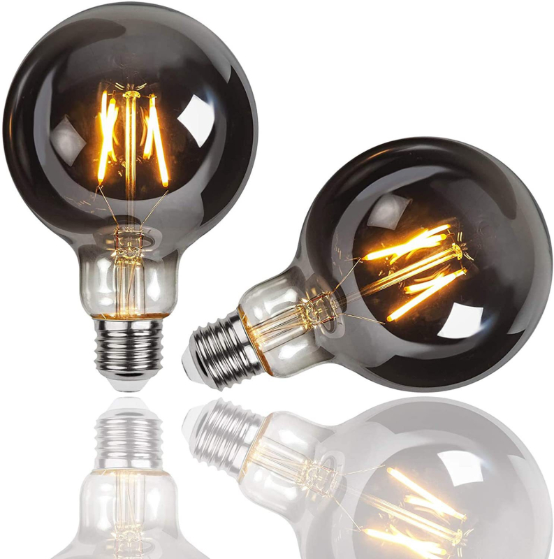 G95 LED filamentna Edison žarulja, staklena siva kugla, topla žuta svjetlost, 220V, E27 baza