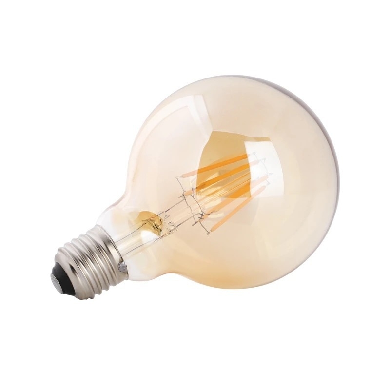 G95 LED filamentna Edison žarulja, staklena siva kugla, topla žuta svjetlost, 220V, E27 baza