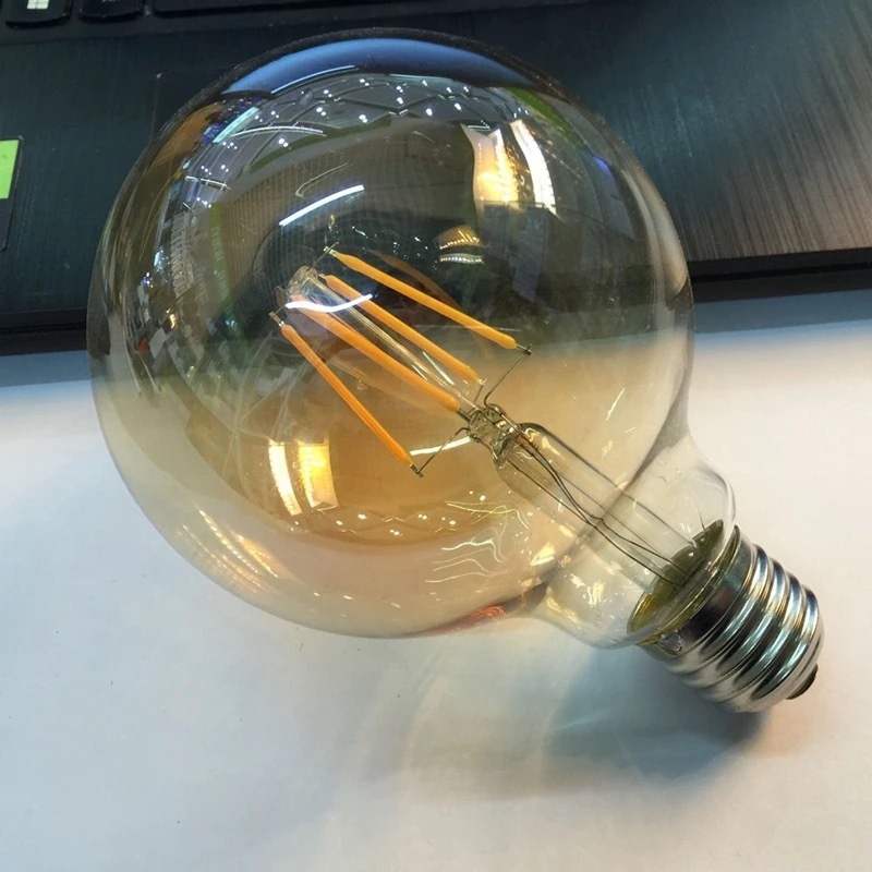 G95 LED filamentna Edison žarulja, staklena siva kugla, topla žuta svjetlost, 220V, E27 baza