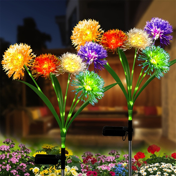 Lampa de grădină cu LED solar, 5 brațe, impermeabilă, în formă de floare