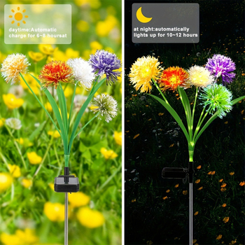 Lampa de grădină cu LED solar, 5 brațe, impermeabilă, în formă de floare