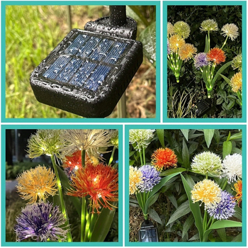 Lampa de grădină cu LED solar, 5 brațe, impermeabilă, în formă de floare