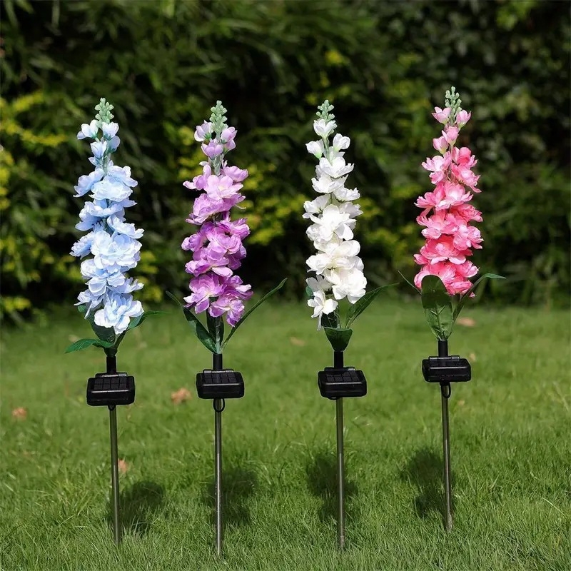Lampa de grădină cu LED solar, 5 brațe, impermeabilă, în formă de floare