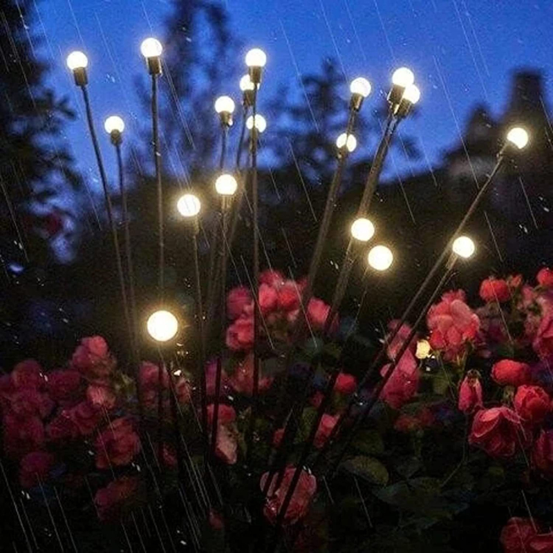 Lampa de grădină cu LED solar, 5 brațe, impermeabilă, în formă de floare