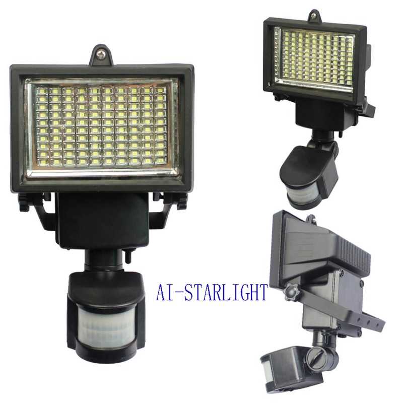 Lampa de perete solară cu 100 LED, senzor de mișcare, iluminat exterior stil vilă