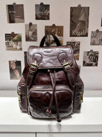 2025 Ruksak od kože prvog sloja, unisex, za slobodno vrijeme i putovanja, vintage krem boje kože