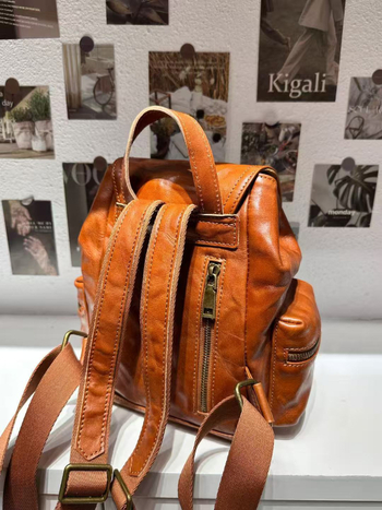 2025 Ruksak od kože prvog sloja, unisex, za slobodno vrijeme i putovanja, vintage krem boje kože