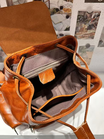 2025 Ruksak od kože prvog sloja, unisex, za slobodno vrijeme i putovanja, vintage krem boje kože