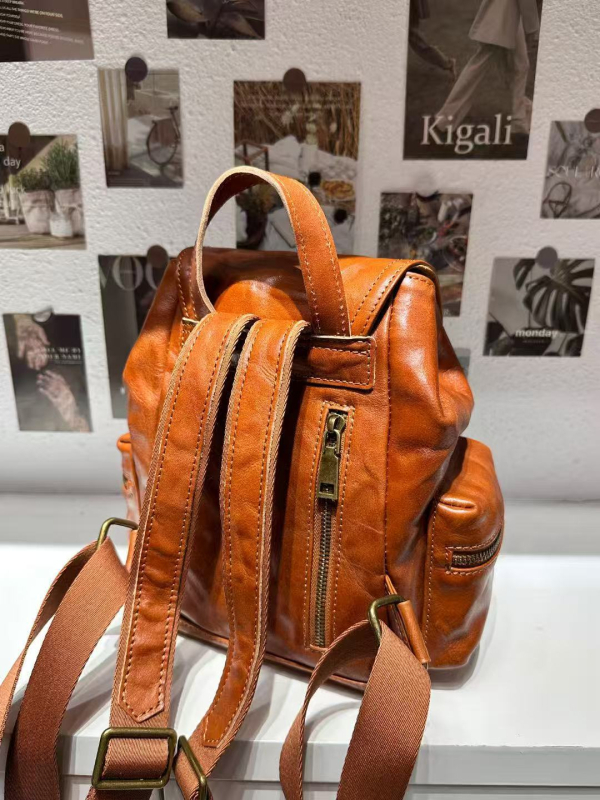 2025 Ruksak od kože prvog sloja, unisex, za slobodno vrijeme i putovanja, vintage krem boje kože