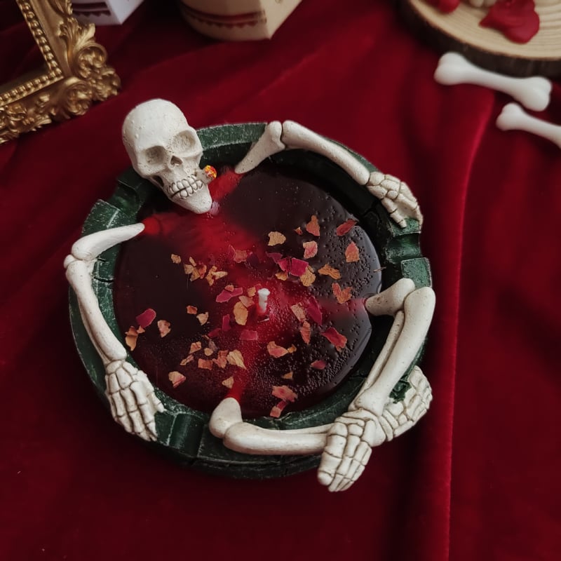 Halloween skelet aromaterapijska svijeća s mirisom ruže — stolna dekoracija