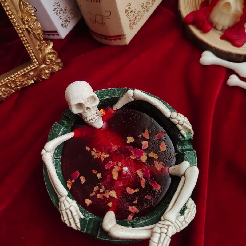 Halloween skelet aromaterapijska svijeća s mirisom ruže — stolna dekoracija