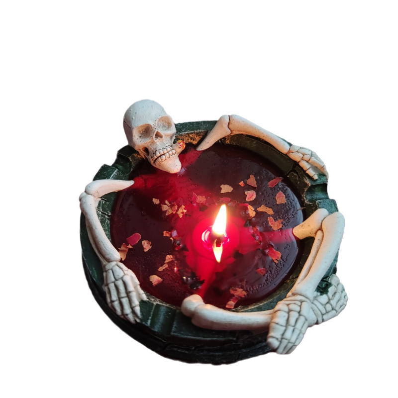 Halloween skelet aromaterapijska svijeća s mirisom ruže — stolna dekoracija