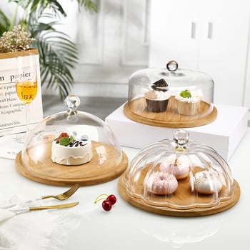 Capac acrilic pentru mâncare cu bază din lemn, capac transparent pentru masă, pentru hoteluri și cafenele