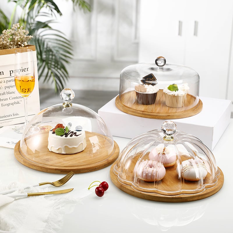 Capac acrilic pentru mâncare cu bază din lemn, capac transparent pentru masă, pentru hoteluri și cafenele