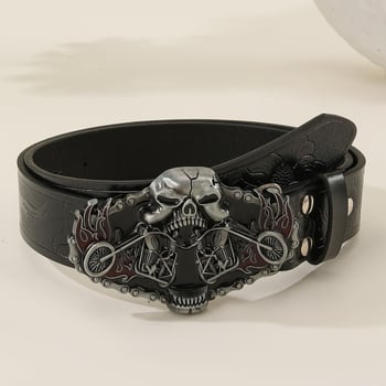 Ανδρική δερμάτινη ζώνη με μοτίβο Harley μοτοσικλετιστή, προσωποποιημένη, ρετρό κινεζικό στυλ.