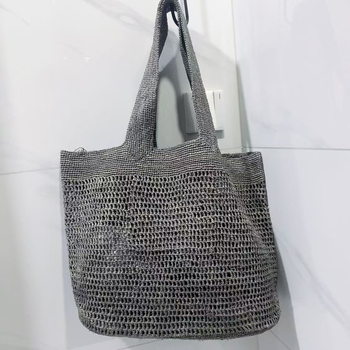 Veli rafija torba, ručno pletena, za plažu, ljeto