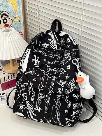 Rucsac graffiti în stil coreean Harajuku Ulzzang, Mori stil, pentru elevi de liceu