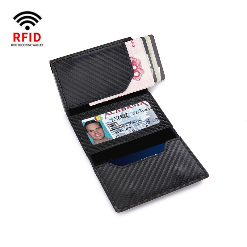 Portofel AirTag din fibră de carbon, suport magnetic pentru carduri, RFID, pentru bărbați, cu mai multe compartimente