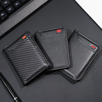 Suport pentru carduri cu model fibră de carbon, cu mai multe compartimente pentru carduri, design vertical, portofel pentru bărbați cu clips pentru bancnote