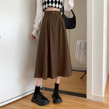 Ženska suknja s visokim strukom u retro stilu, A-linija, midi dužina, plus size