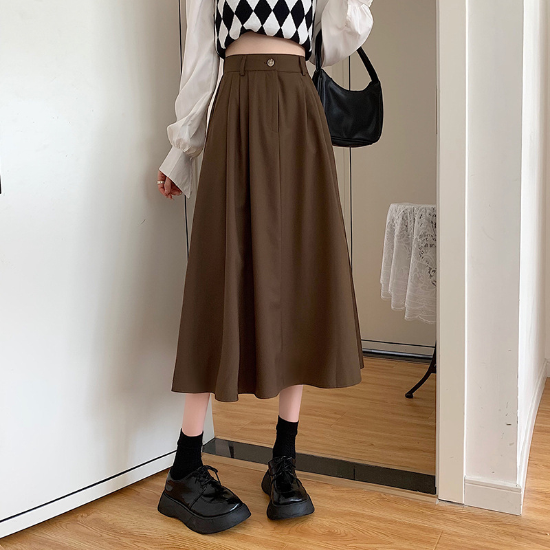 Ženska suknja s visokim strukom u retro stilu, A-linija, midi dužina, plus size