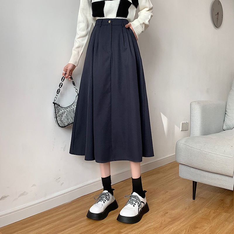 Ženska suknja s visokim strukom u retro stilu, A-linija, midi dužina, plus size