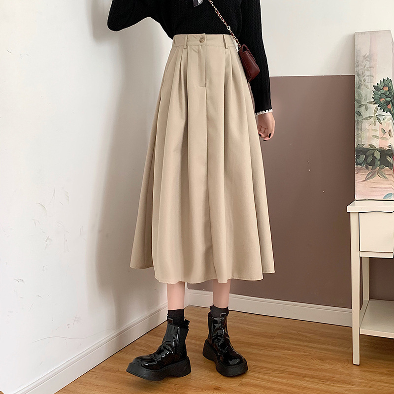 Ženska suknja s visokim strukom u retro stilu, A-linija, midi dužina, plus size