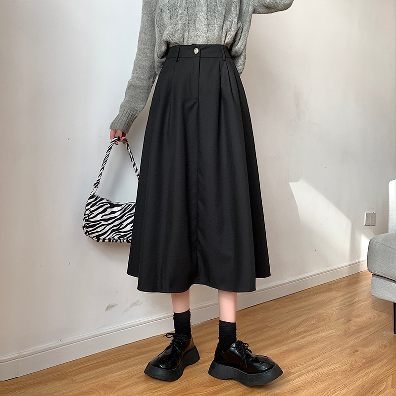 Ženska suknja s visokim strukom u retro stilu, A-linija, midi dužina, plus size