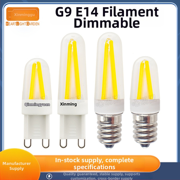 LED filamentová žiarovka 4W, G9 a E14, stmievateľná, 220V, do lustra a stolovej lampy