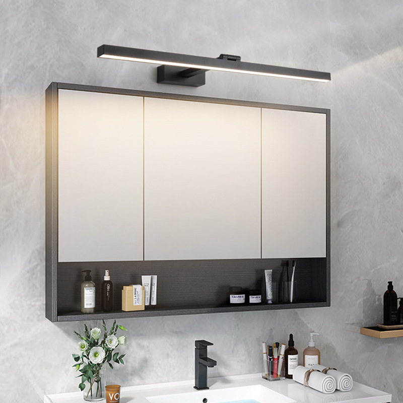 LED καθρέφτης μπάνιου με ντουλάπι και μπροστινό φωτισμό, καθρέφτης μακιγιάζ, μοντέρνο μινιμαλιστικό στυλ