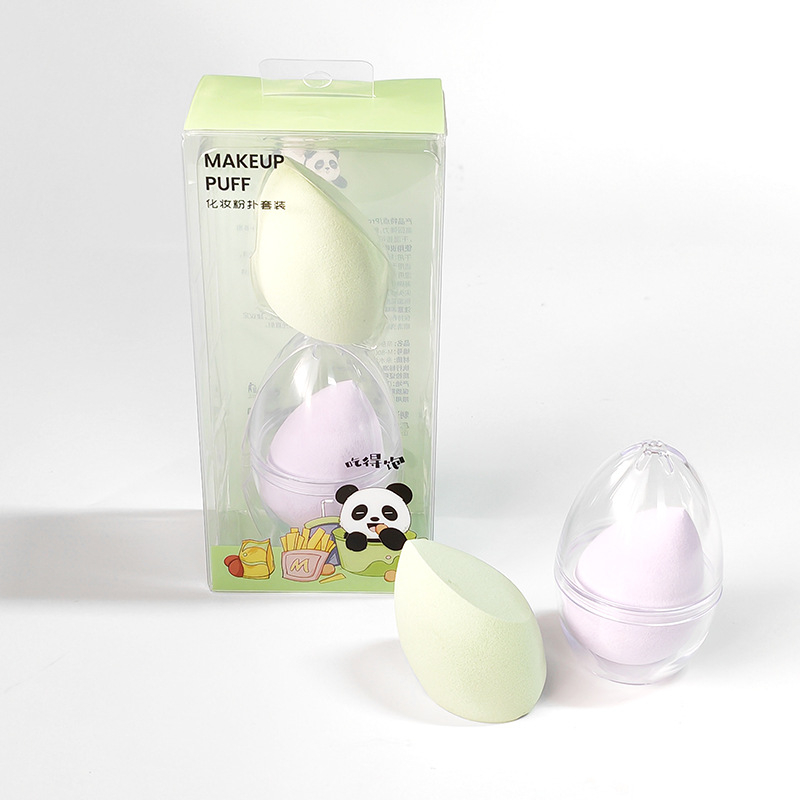Panda porpúder készlet, sminktojás formájú szivacs, marshmallow puha nedves és száraz felvitelhez, smink fixálásához