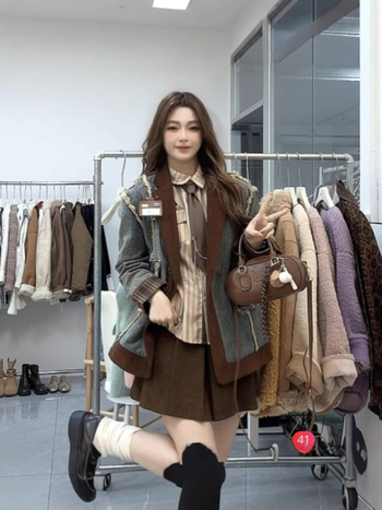 Sacou blazer din denim corduroy, stil Melard, pentru femei, modă de iarnă profundă 2026