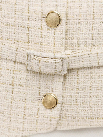 ZARW Blazer feminin confecționat la comandă, stil european-american, 2025, texturat, guler rotund, cu curea, inspirat de Chanel