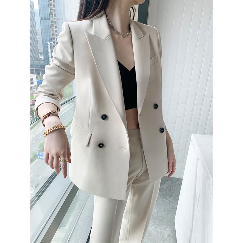 Visokokvalitetan ženski blazer set – bijeli sakoi, elegantan poslovni i ležerni stil, 2026 proljeće–jesen
