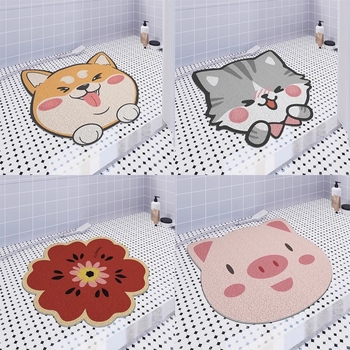Podmetač za kupaonicu i WC u crtani stil, protuklizan, može se rezati na željenu veličinu, otporan na habanje s odvodom vode.