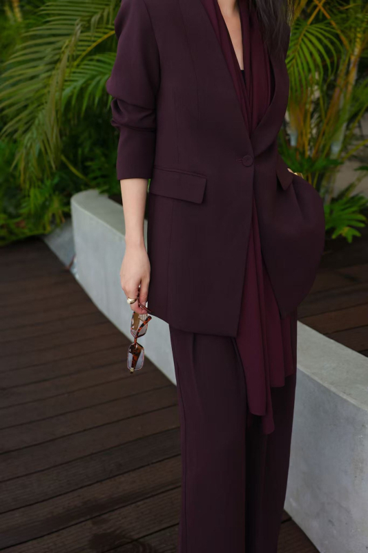 2025 Costum negru pentru femei din trei piese: siluetă drapată elegantă și pantaloni largi, pentru toamnă